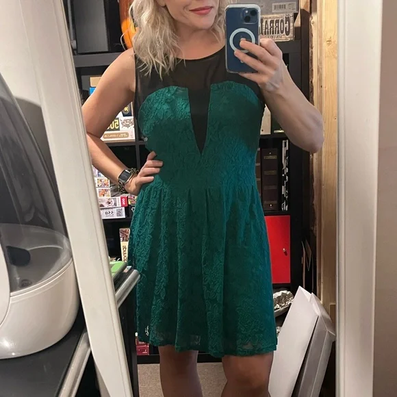 Rewind Dresses | Rewind Green and Black Lace and Mesh Dress XL | Color: Black/Green | Size: XL | Breehernandez21's Closet